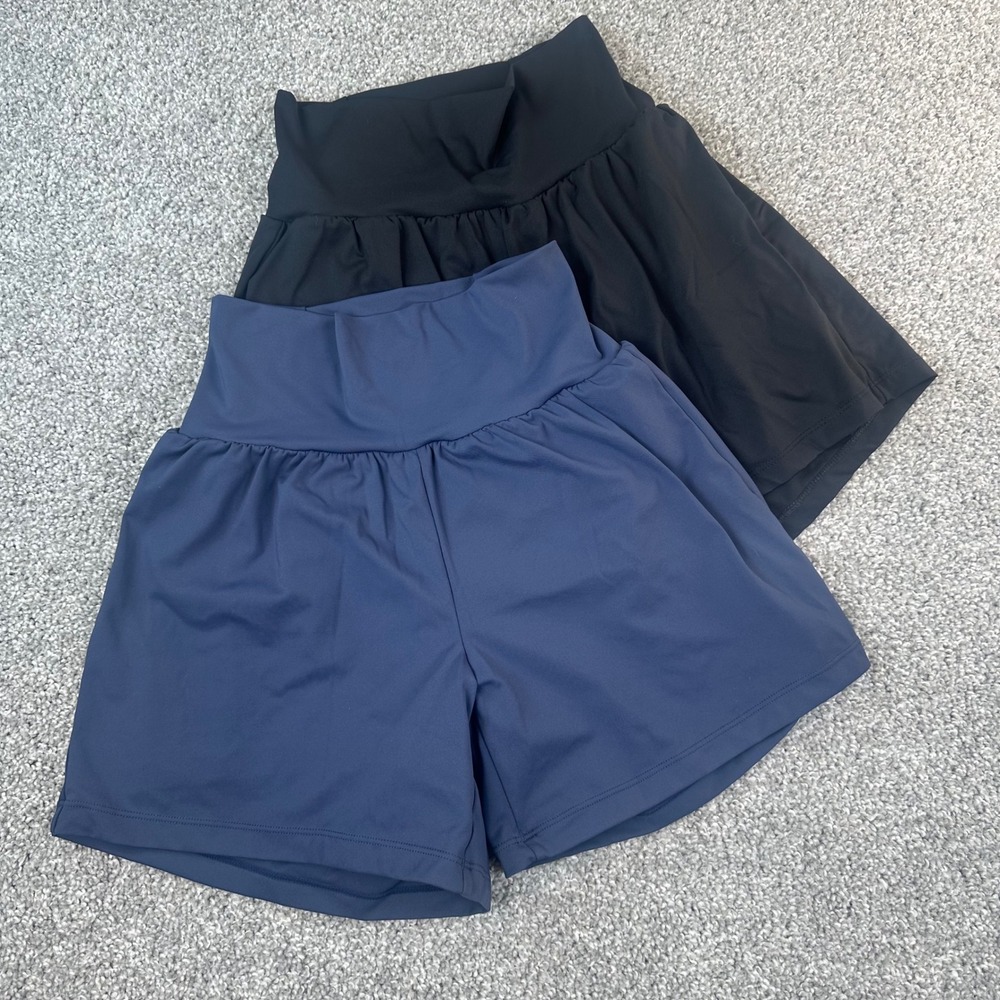 Halara 2PK Athletic Shorts XS Bundle High Waist Flowy Running Gym Black Blue